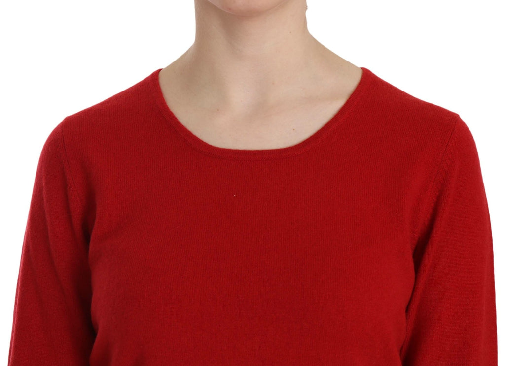 Maglione pullover girocollo rosso in cashmere