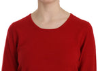Maglione pullover girocollo rosso in cashmere