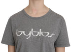Cotton Grey Short Sleeve Round Neck Top T-shirt Blouse