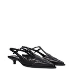 Black Leather Mid Heel Pumps