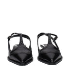 Black Leather Mid Heel Pumps