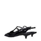 Black Leather Mid Heel Pumps
