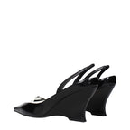 Black Leather Wedge Sandals