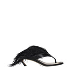 Black Leather Flip-Flop Sandals