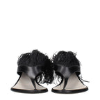Black Leather Flip-Flop Sandals