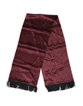 Maroon Silk Satin Fringes Neck Foulard Scarf
