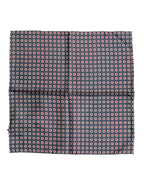 Blue Patterned Silk Square Handkerchief Scarf