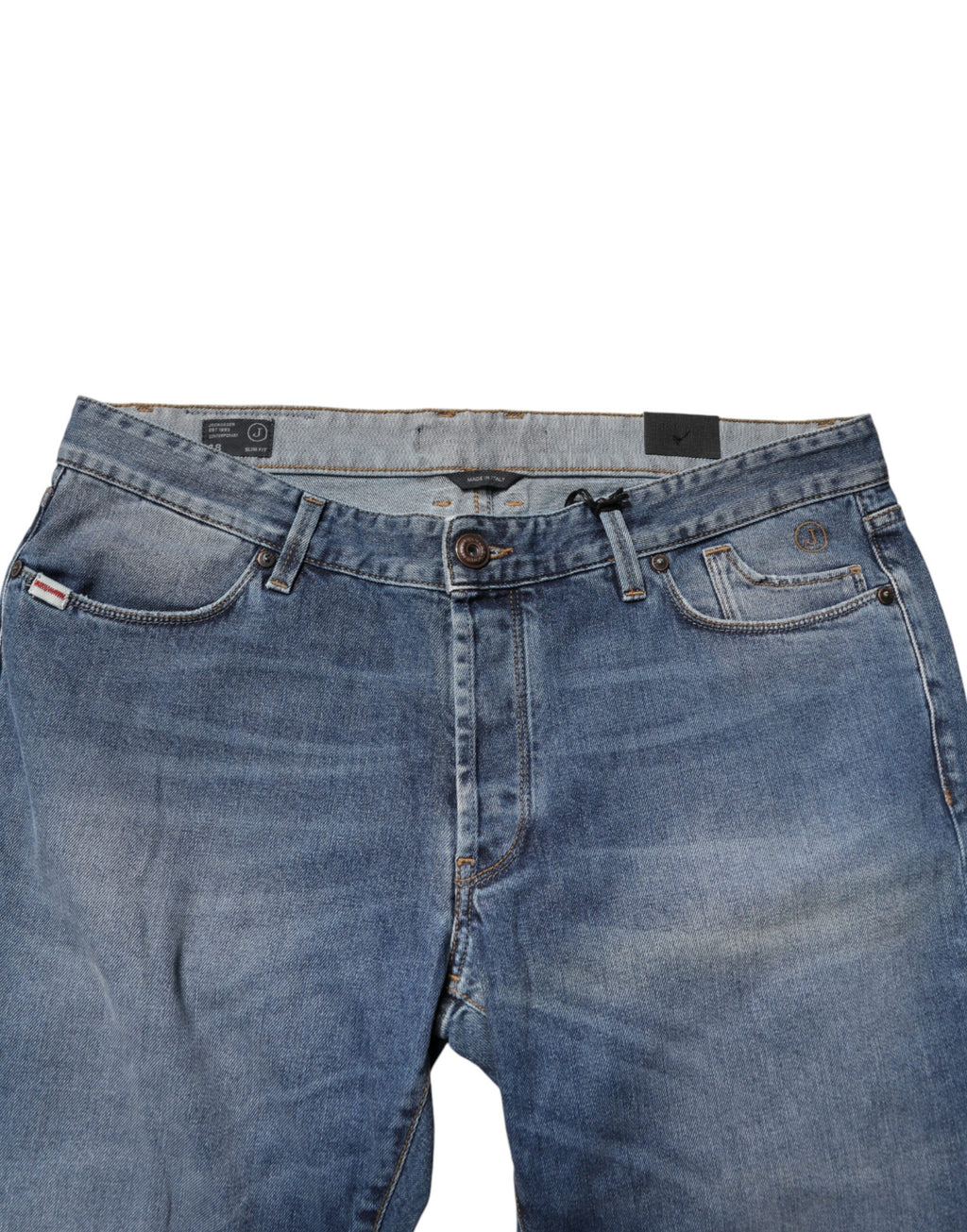 Blaue gewaschene Mid-Waist Straight Denim-Jeans für Herren