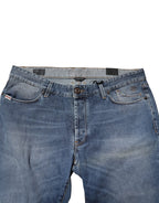 Blaue gewaschene Mid-Waist Straight Denim-Jeans für Herren