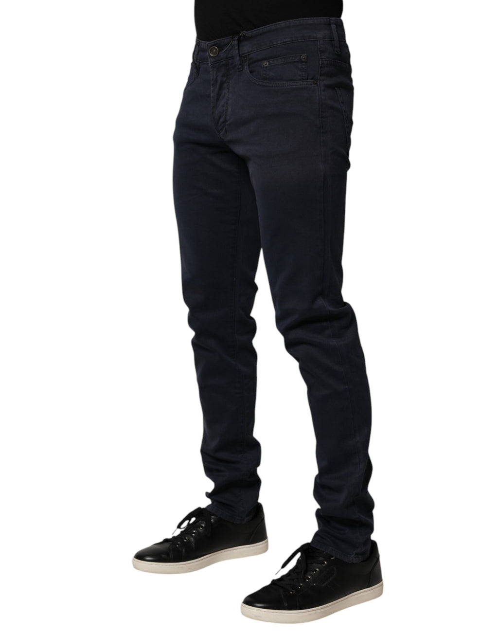 Schwarze Herren Skinny Jeans aus Baumwoll-Denim mit mittlerer Bundhöhe