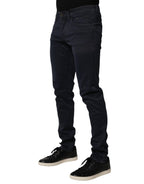 Schwarze Herren Skinny Jeans aus Baumwoll-Denim mit mittlerer Bundhöhe