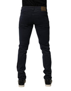 Schwarze Herren Skinny Jeans aus Baumwoll-Denim mit mittlerer Bundhöhe