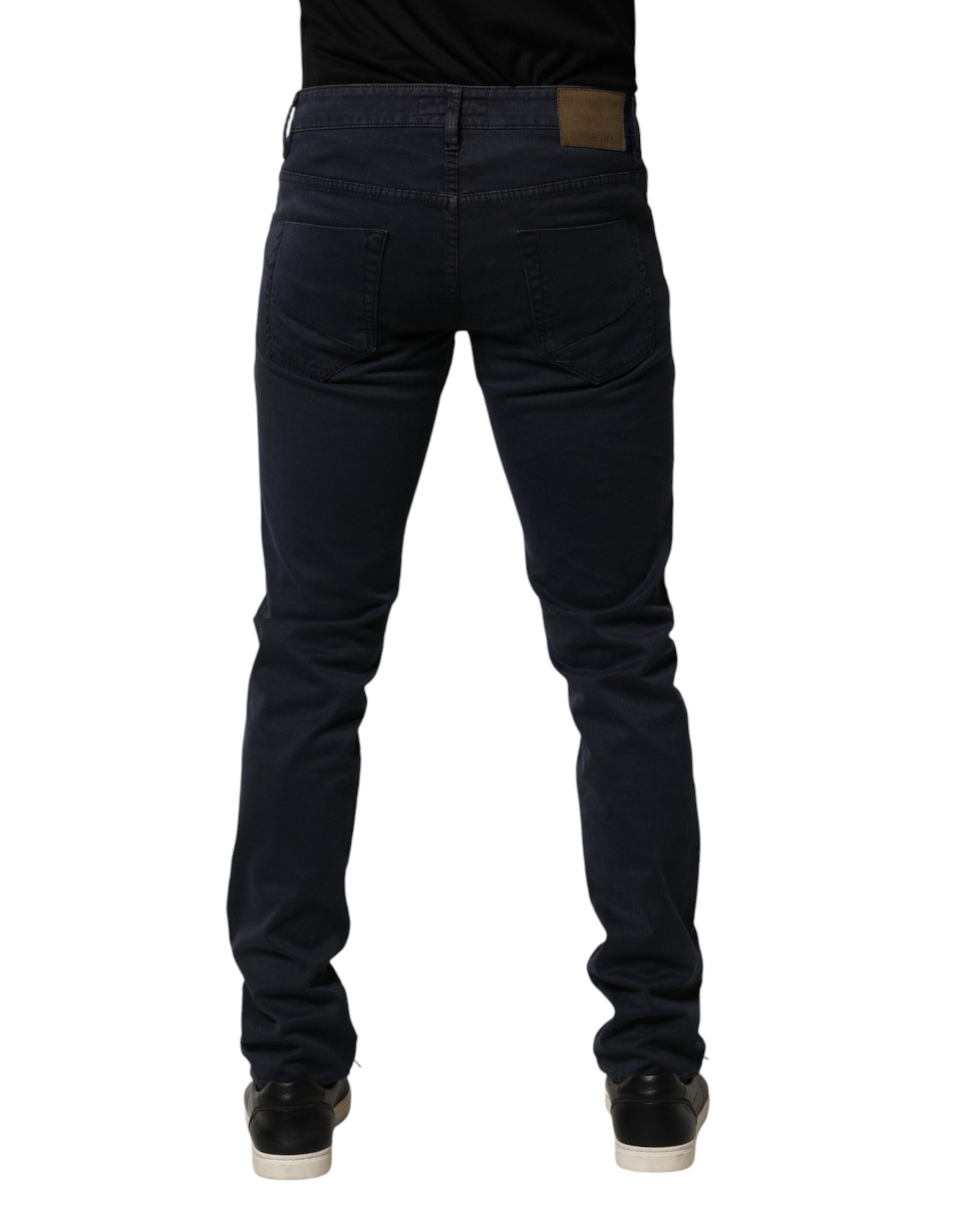 Schwarze Herren Skinny Jeans aus Baumwoll-Denim mit mittlerer Bundhöhe