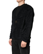 Schwarzer Herren-V-Ausschnitt-Pullover aus Baumwolle