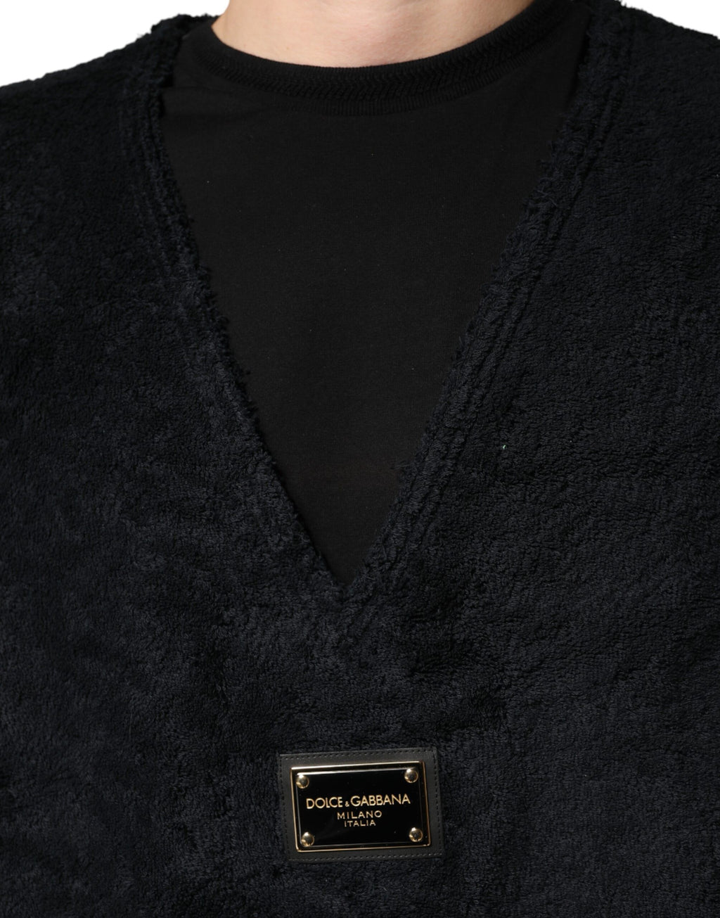 Schwarzer Herren-V-Ausschnitt-Pullover aus Baumwolle