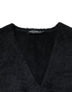 Schwarzer Herren-V-Ausschnitt-Pullover aus Baumwolle