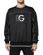 Schwarzes Crew-Neck-Sweatshirt mit DG-Logo