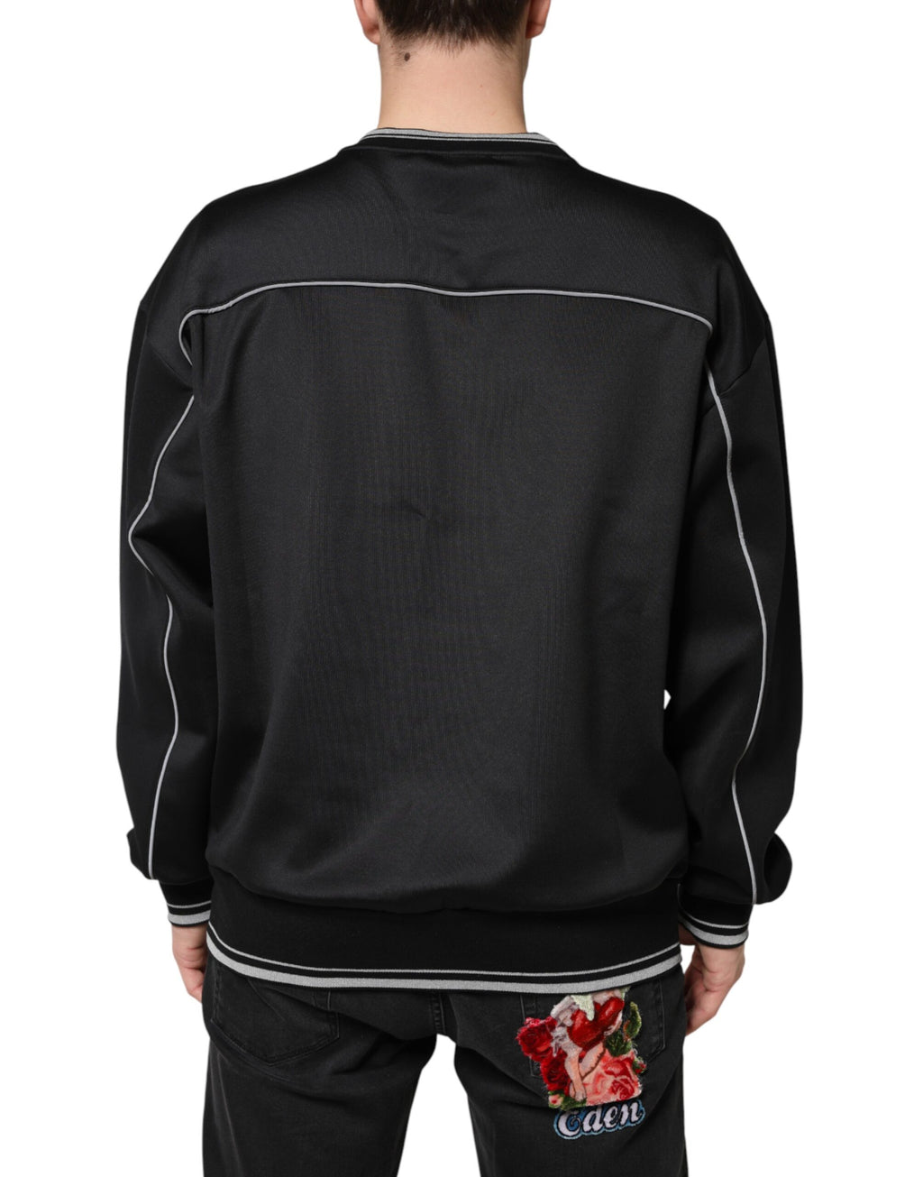 Schwarzes Crew-Neck-Sweatshirt mit DG-Logo