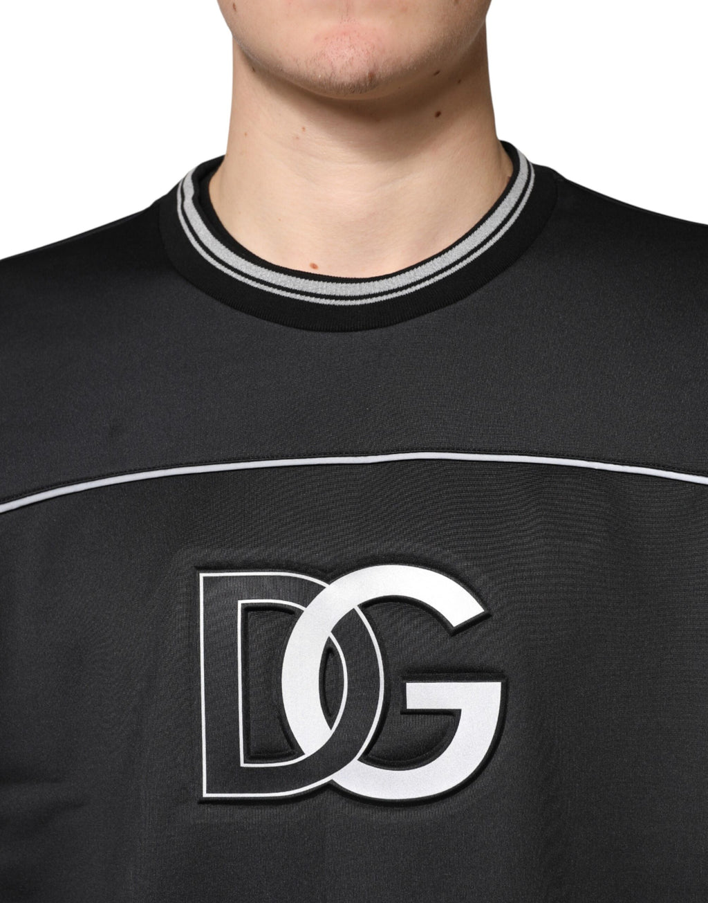 Schwarzes Crew-Neck-Sweatshirt mit DG-Logo