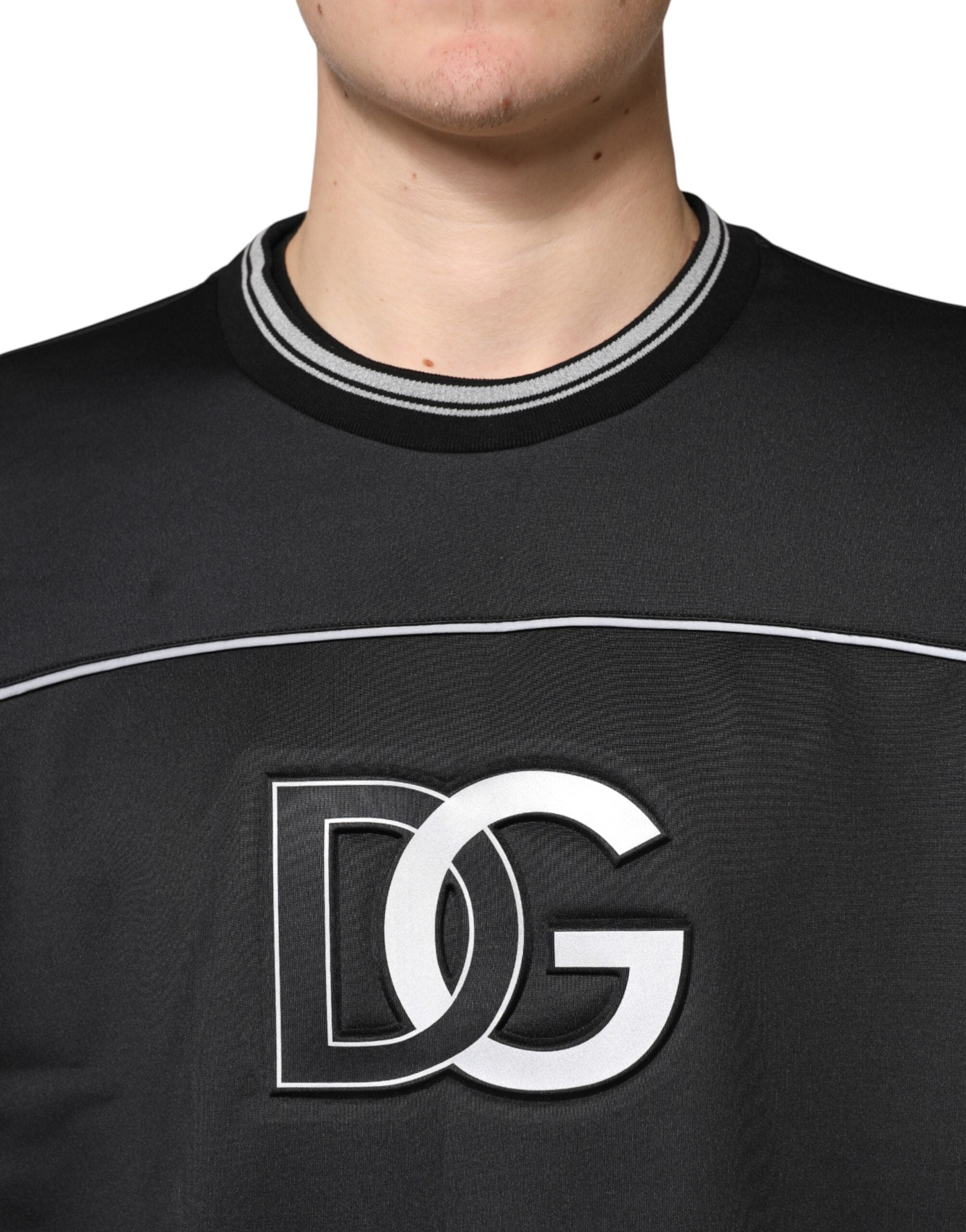 Schwarzes Crew-Neck-Sweatshirt mit DG-Logo