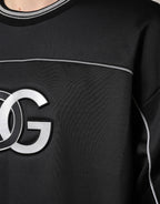 Schwarzes Crew-Neck-Sweatshirt mit DG-Logo