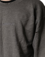 Gray Cotton Crew Neck Men Sweatshirt Sweater