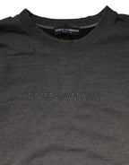 Gray Cotton Crew Neck Men Sweatshirt Sweater