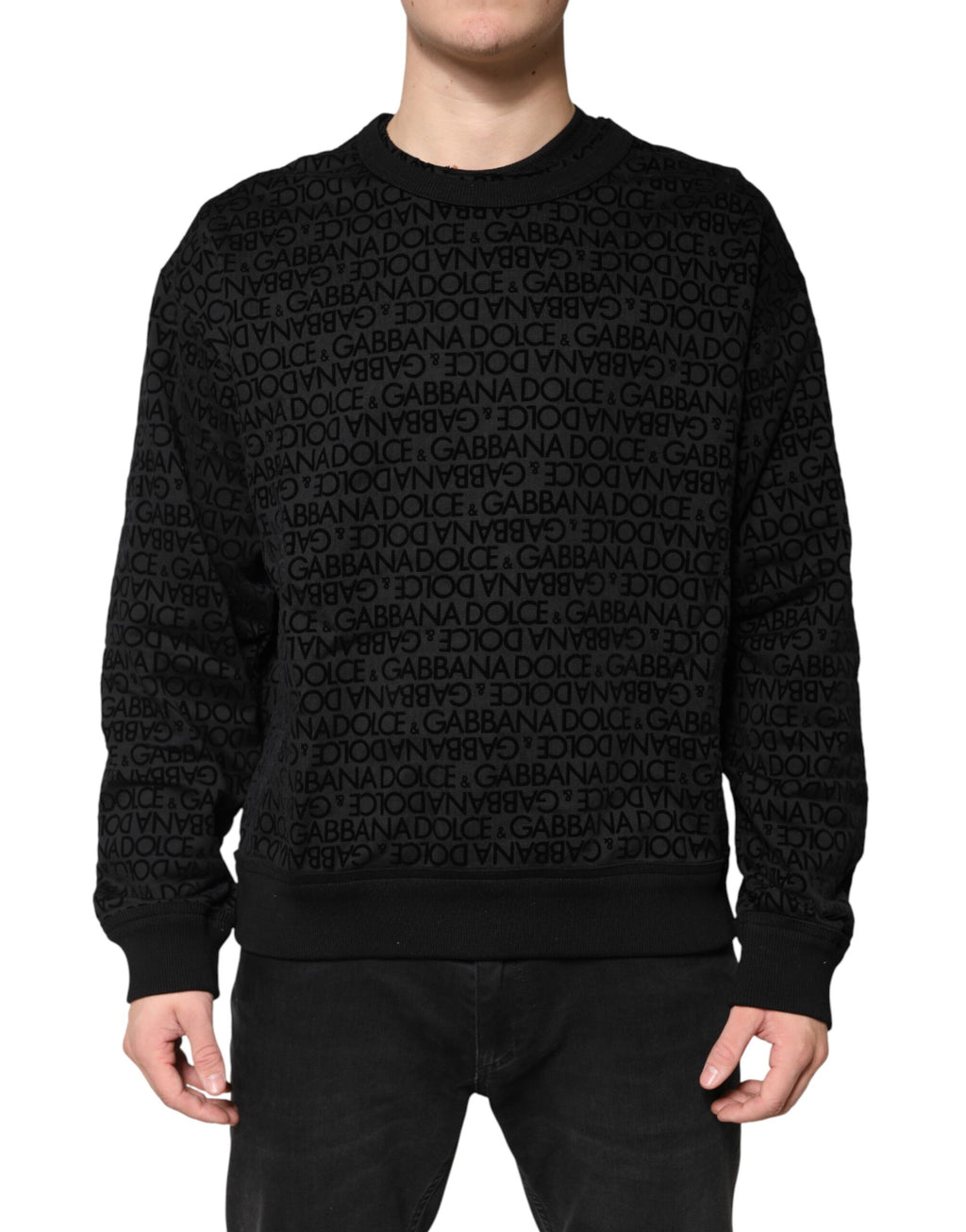 Schwarzes Monogramm Rundhals-Sweatshirt