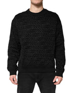 Schwarzes Monogramm Rundhals-Sweatshirt