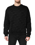 Schwarzes Monogramm Rundhals-Sweatshirt