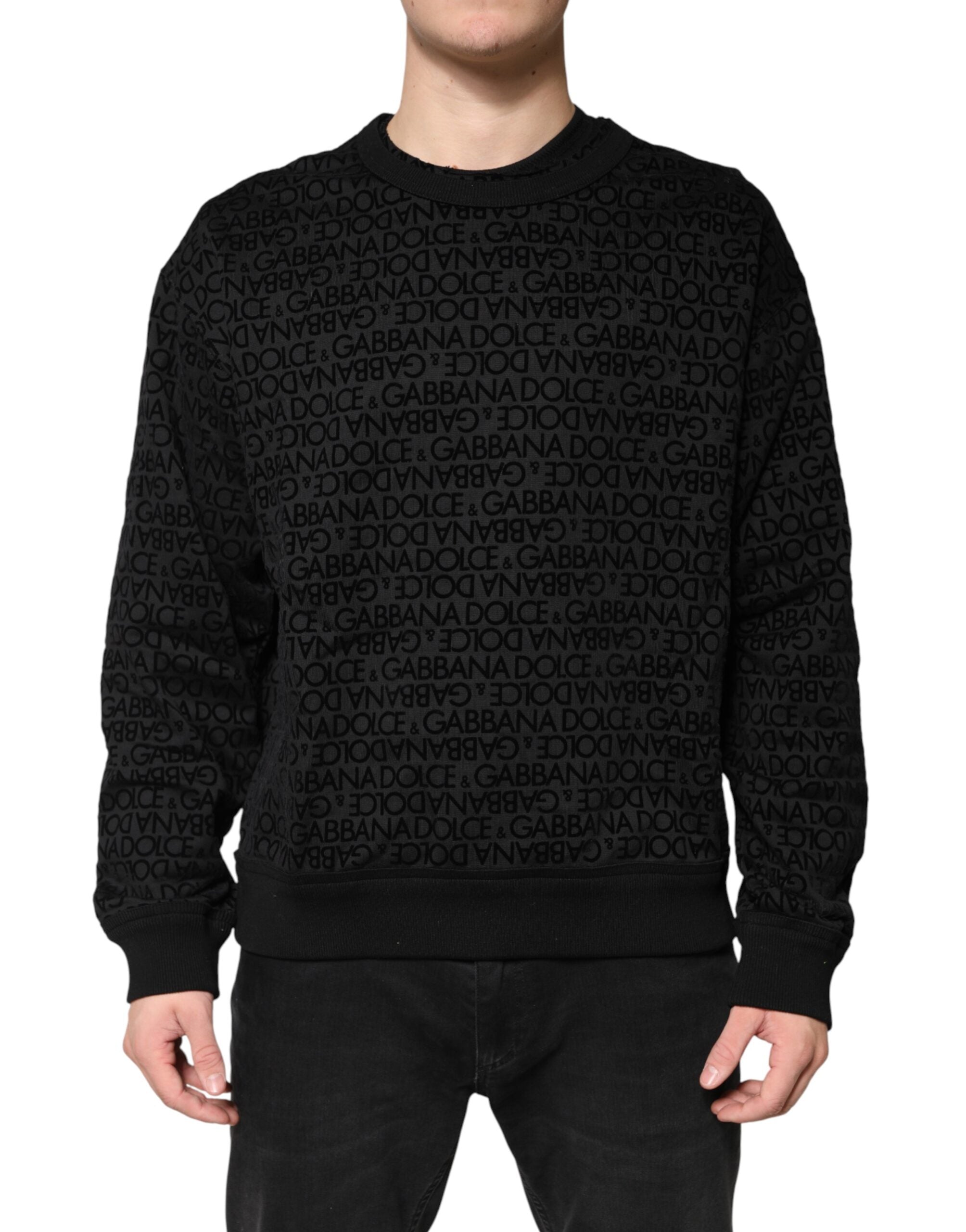 Schwarzes Monogramm Rundhals-Sweatshirt