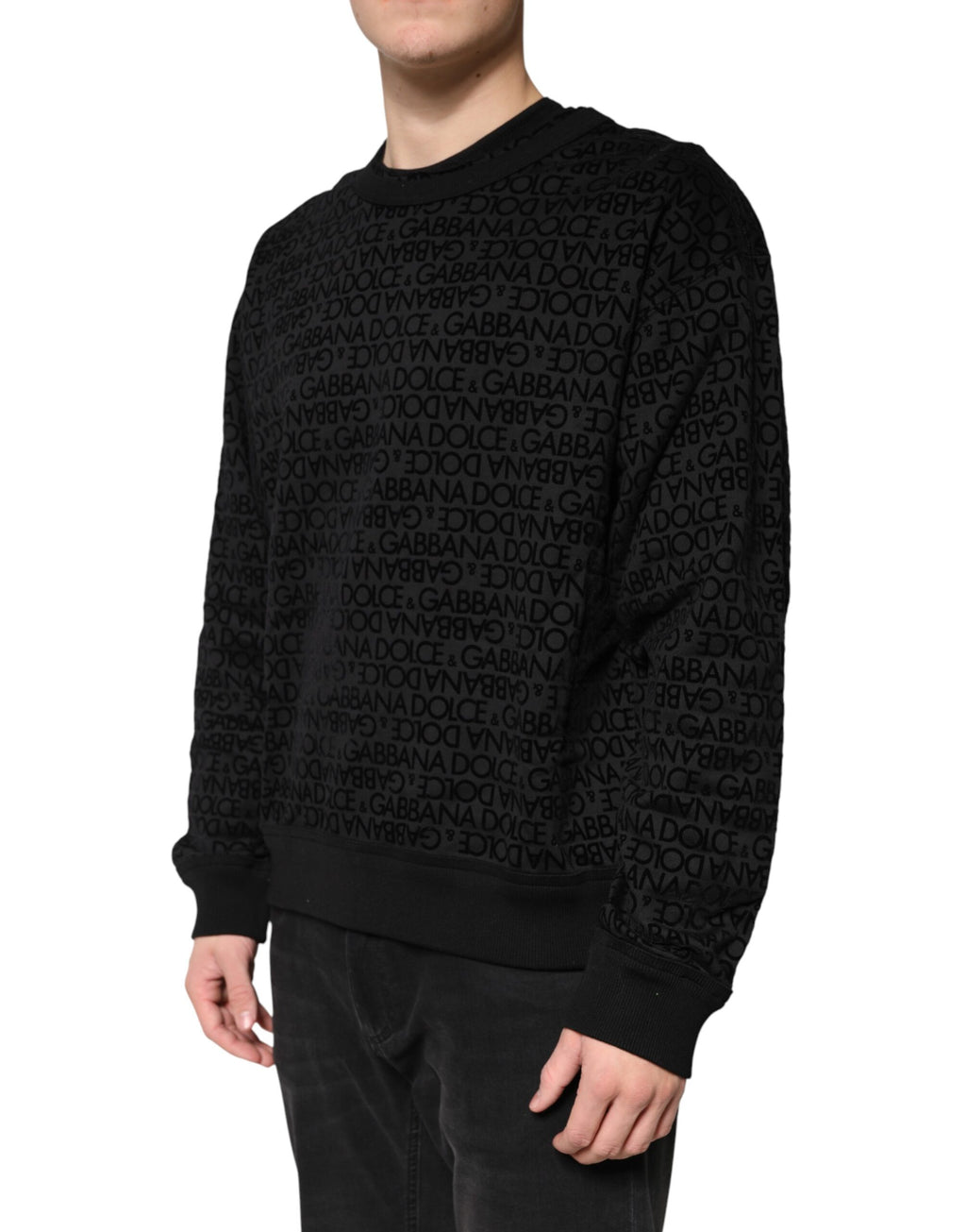 Schwarzes Monogramm Rundhals-Sweatshirt