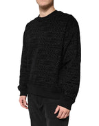 Schwarzes Monogramm Rundhals-Sweatshirt