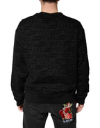 Schwarzes Monogramm Rundhals-Sweatshirt
