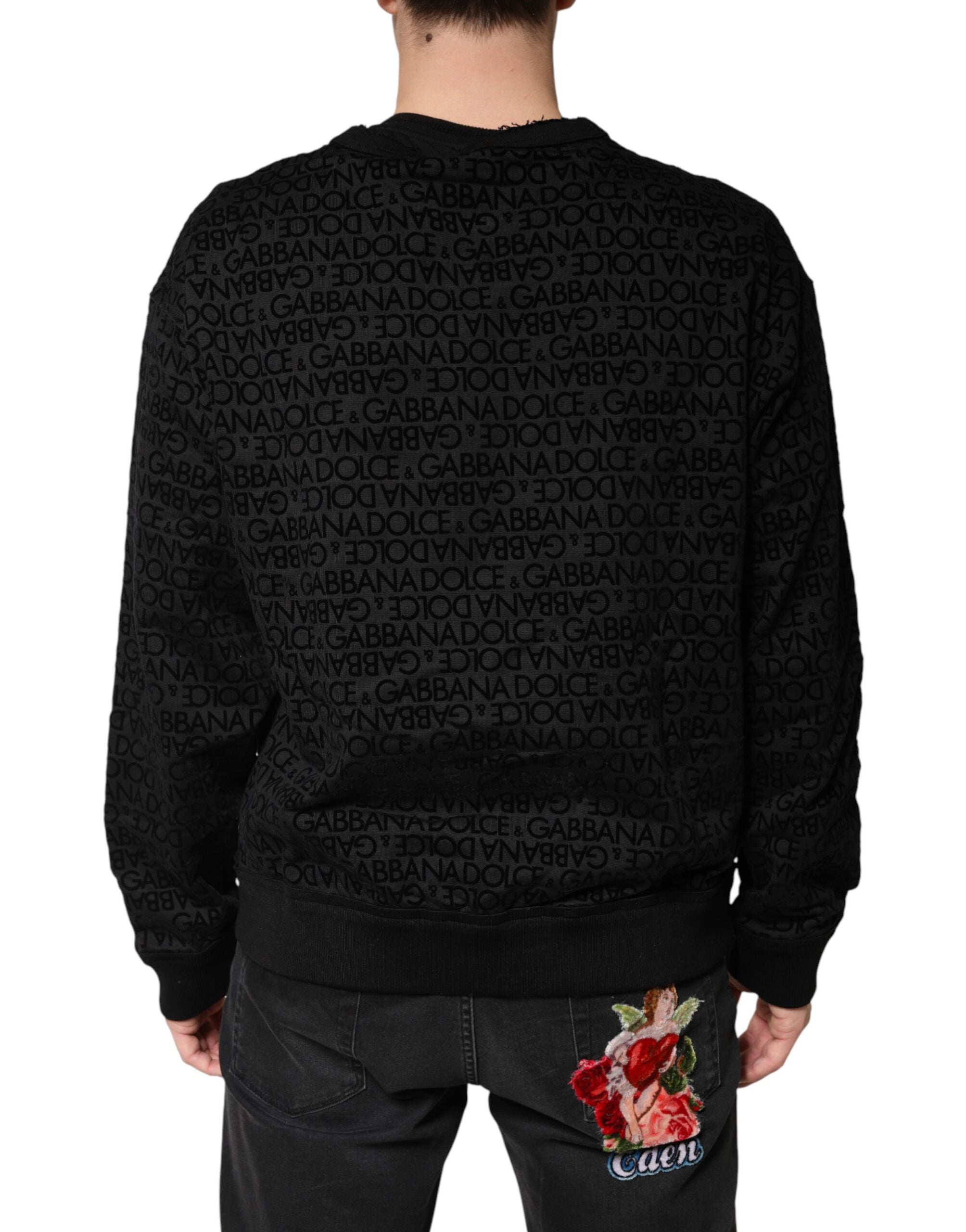Schwarzes Monogramm Rundhals-Sweatshirt
