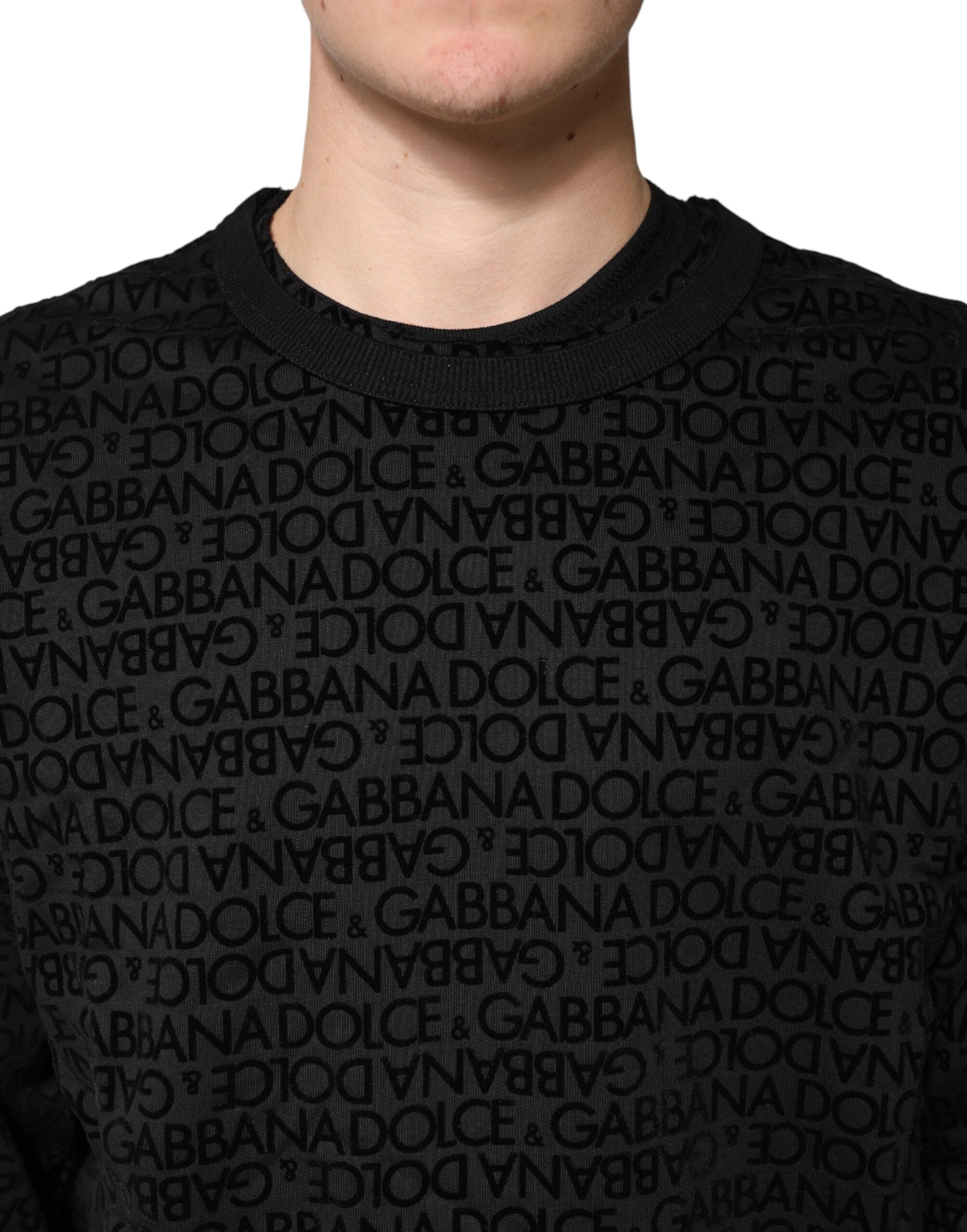 Schwarzes Monogramm Rundhals-Sweatshirt