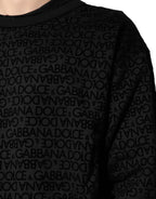 Schwarzes Monogramm Rundhals-Sweatshirt