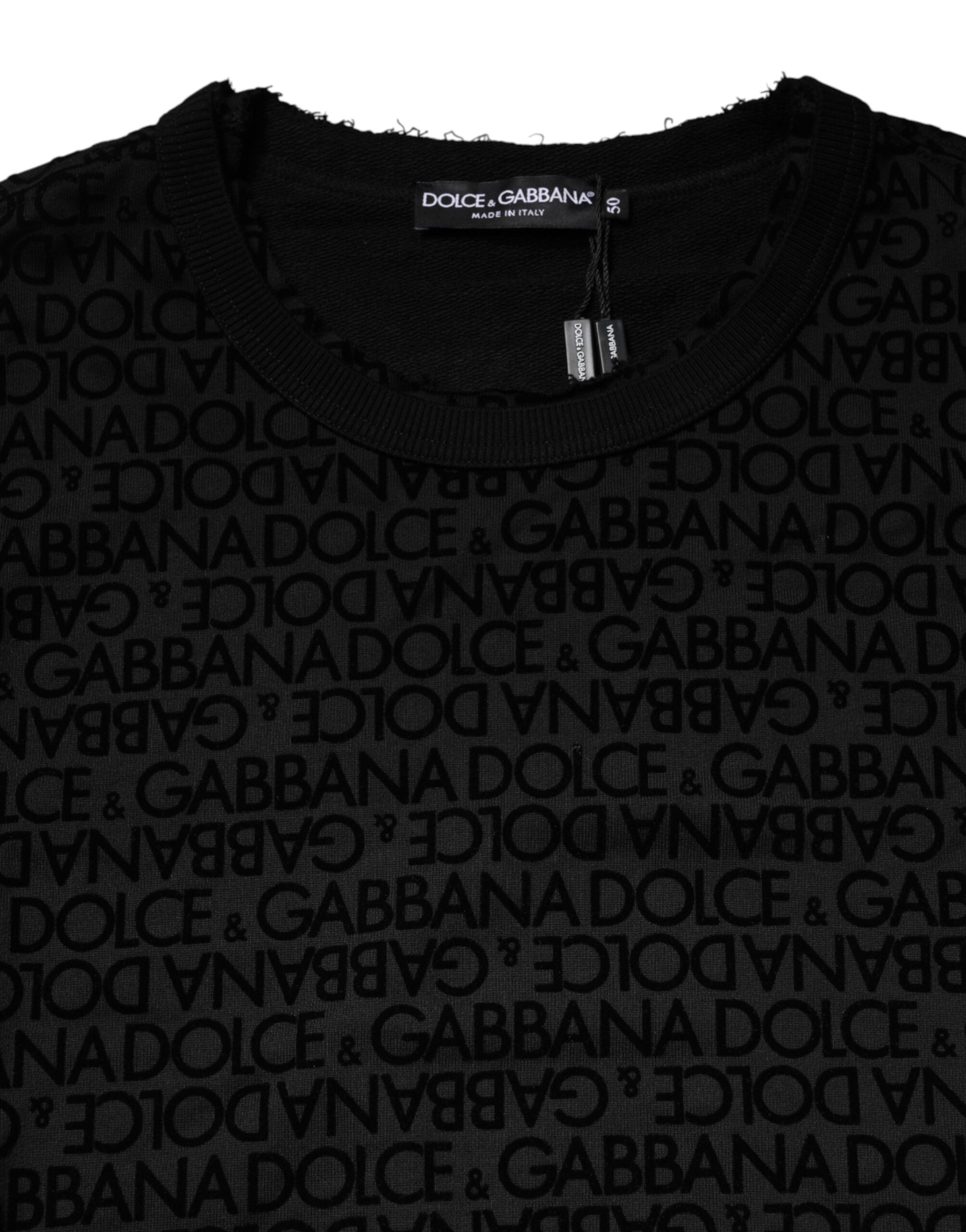 Schwarzes Monogramm Rundhals-Sweatshirt