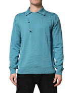 Petrolfarbener Woll-Polopullover mit Kragen