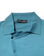 Petrolfarbener Woll-Polopullover mit Kragen