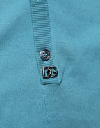 Petrolfarbener Woll-Polopullover mit Kragen