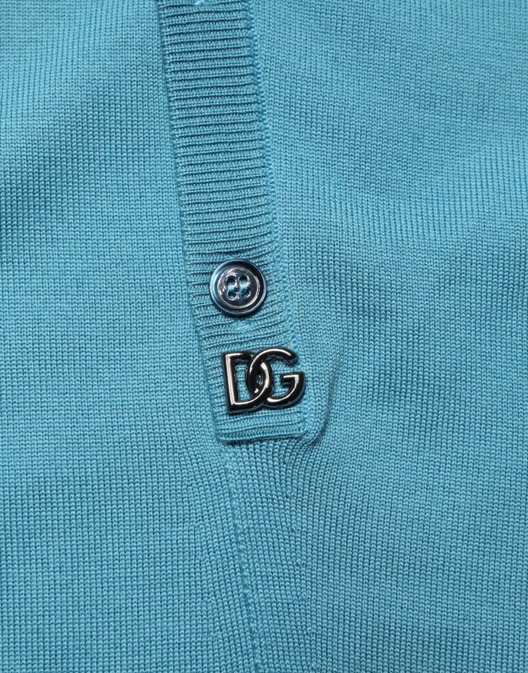 Petrolfarbener Woll-Polopullover mit Kragen