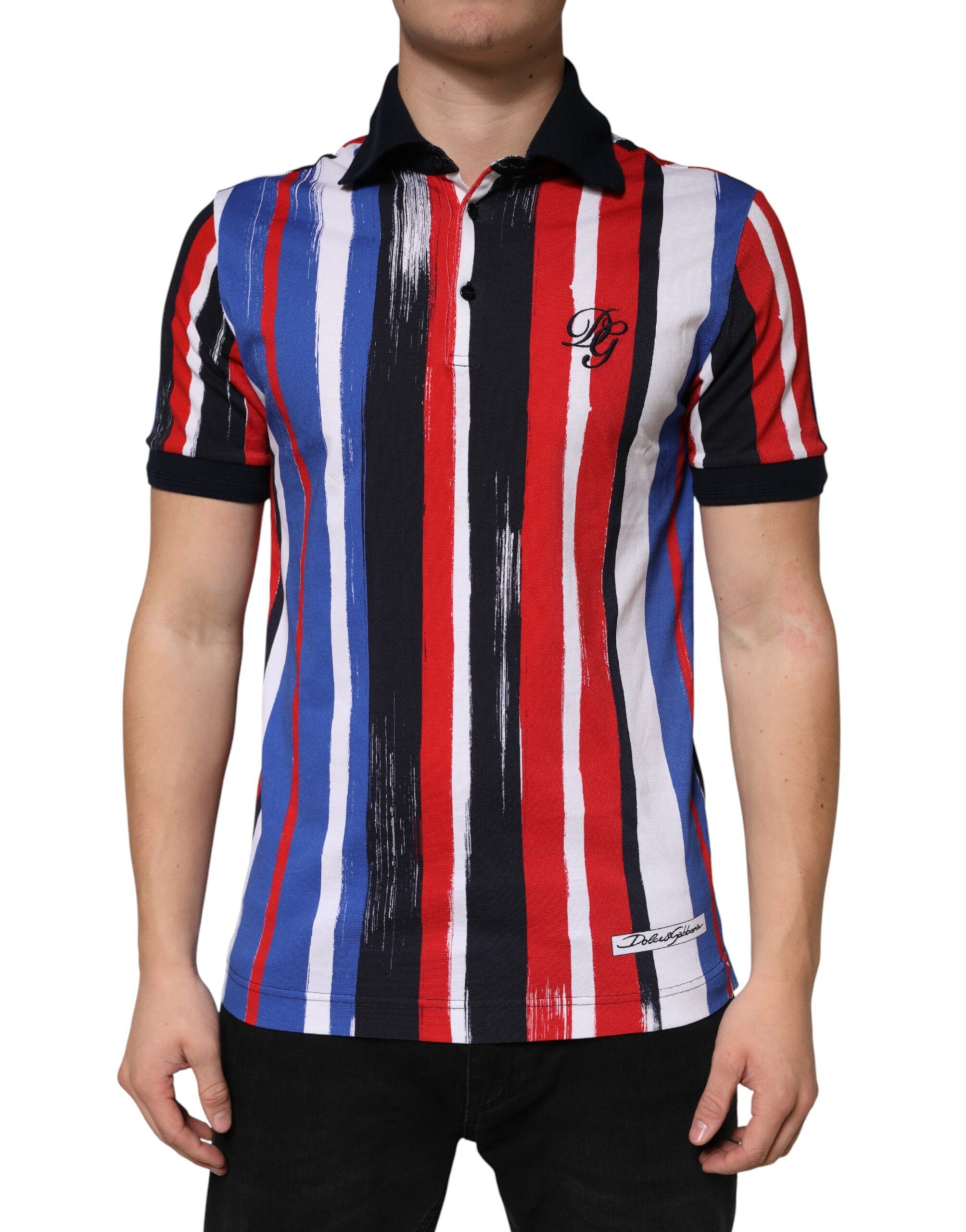 Mehrfarbig gestreiftes Polo-T-Shirt aus Baumwolle für Herren