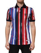 Mehrfarbig gestreiftes Polo-T-Shirt aus Baumwolle für Herren
