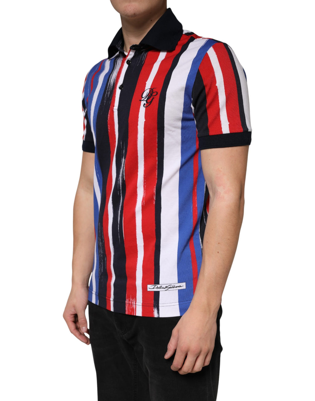 Mehrfarbig gestreiftes Polo-T-Shirt aus Baumwolle für Herren
