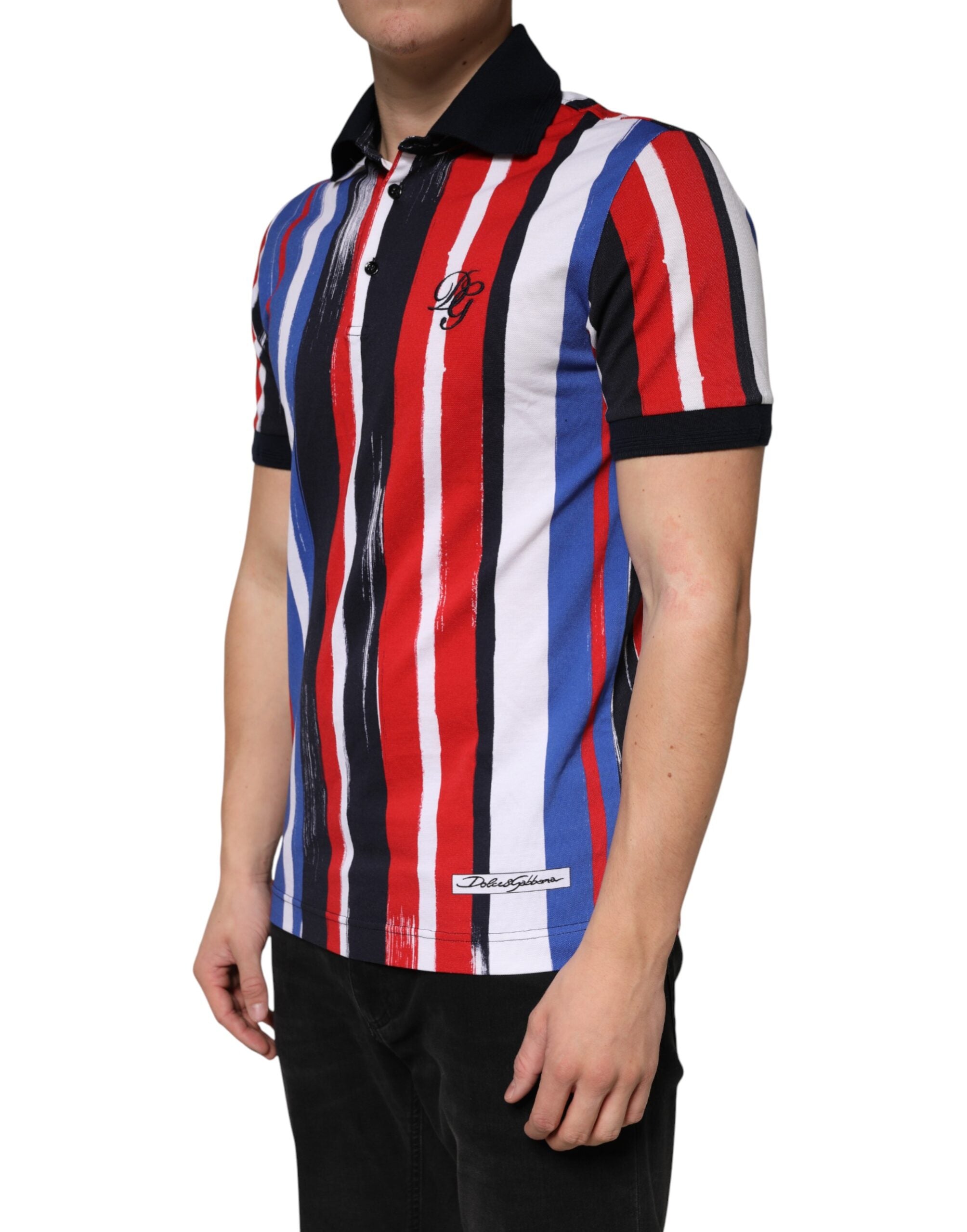 Mehrfarbig gestreiftes Polo-T-Shirt aus Baumwolle für Herren