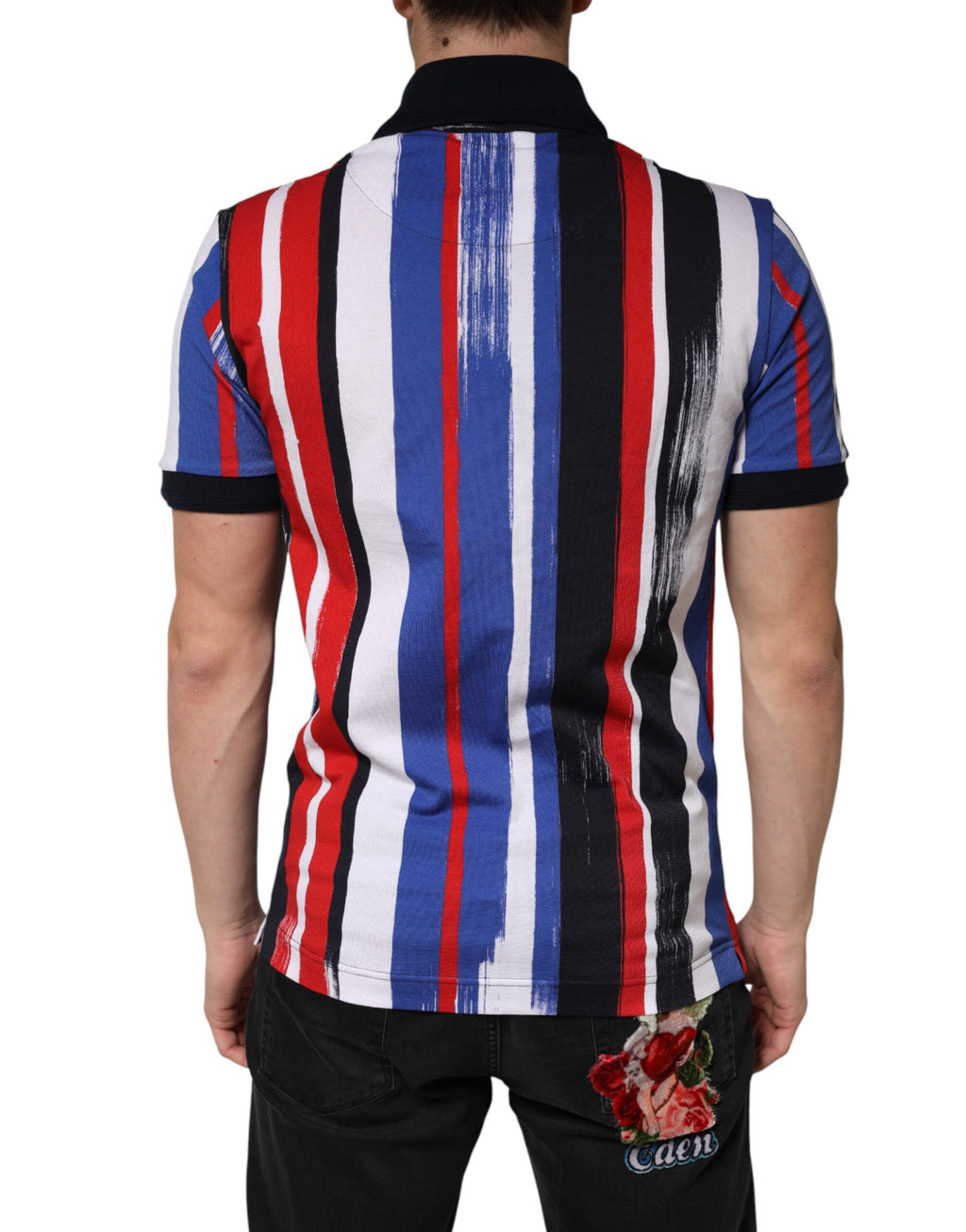 Mehrfarbig gestreiftes Polo-T-Shirt aus Baumwolle für Herren