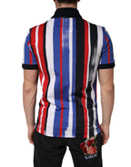 Mehrfarbig gestreiftes Polo-T-Shirt aus Baumwolle für Herren