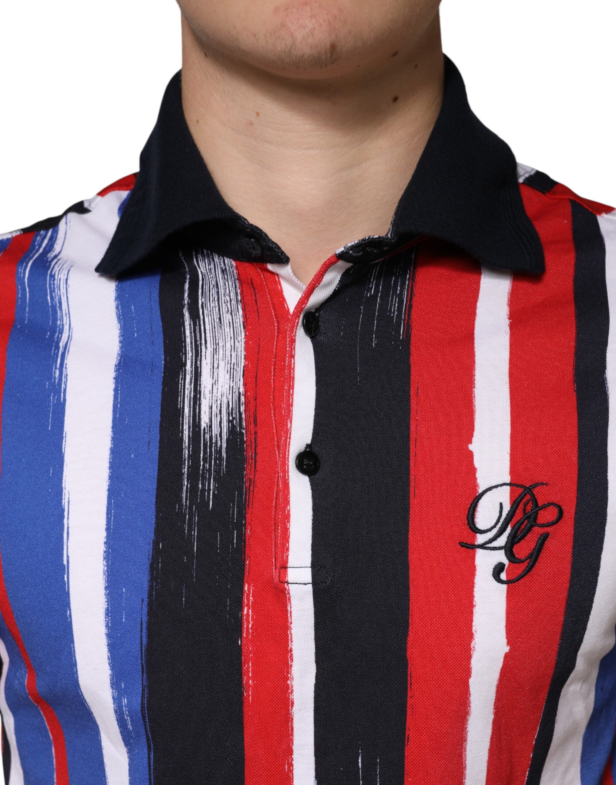 Mehrfarbig gestreiftes Polo-T-Shirt aus Baumwolle für Herren