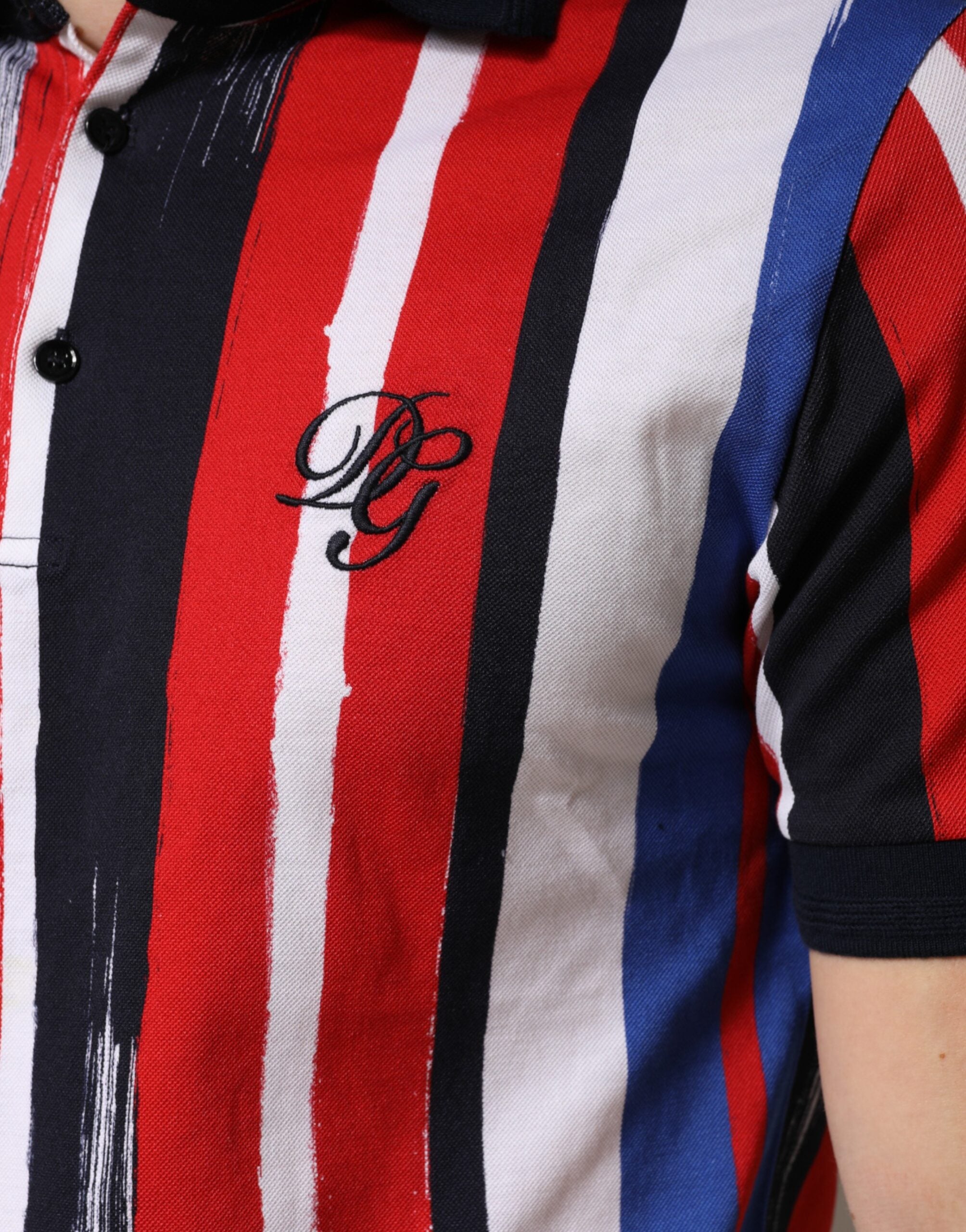 Mehrfarbig gestreiftes Polo-T-Shirt aus Baumwolle für Herren